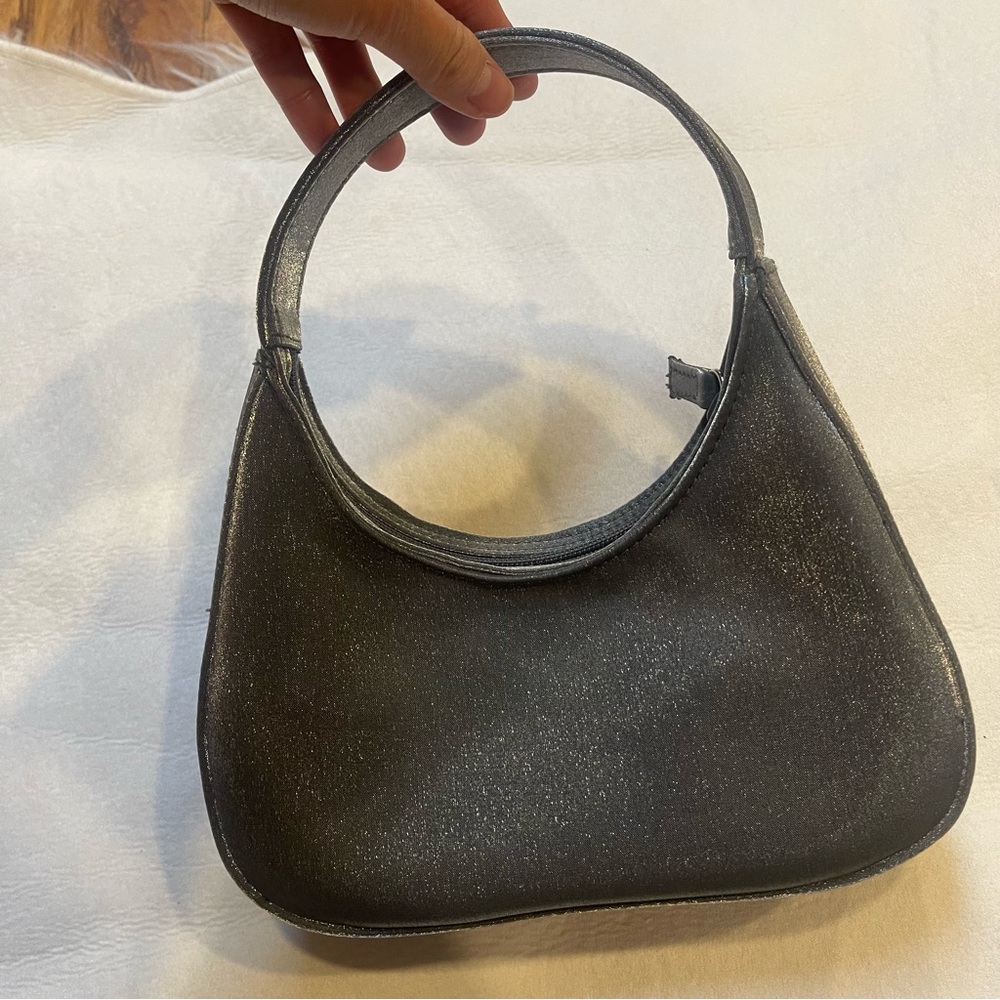 Small Silver Metallic Shimmer Top Handle Bag